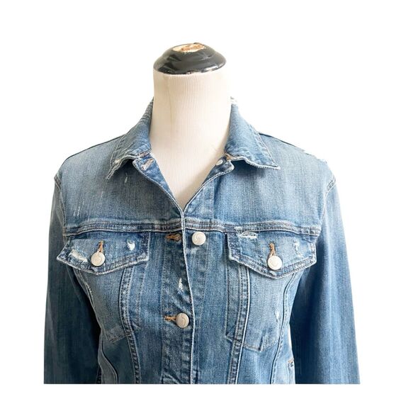 Joe’s Jeans Distressed Jean Jacket Long Sleeve Size XS Grunge Boho Raw Hem - Picture 3 of 14